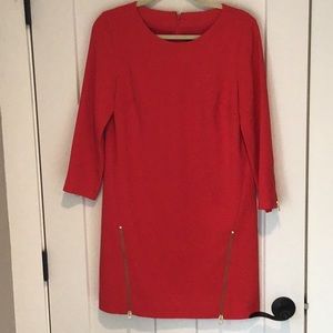 J.Crew holiday sheath dress - red - gold zipper accents - 6